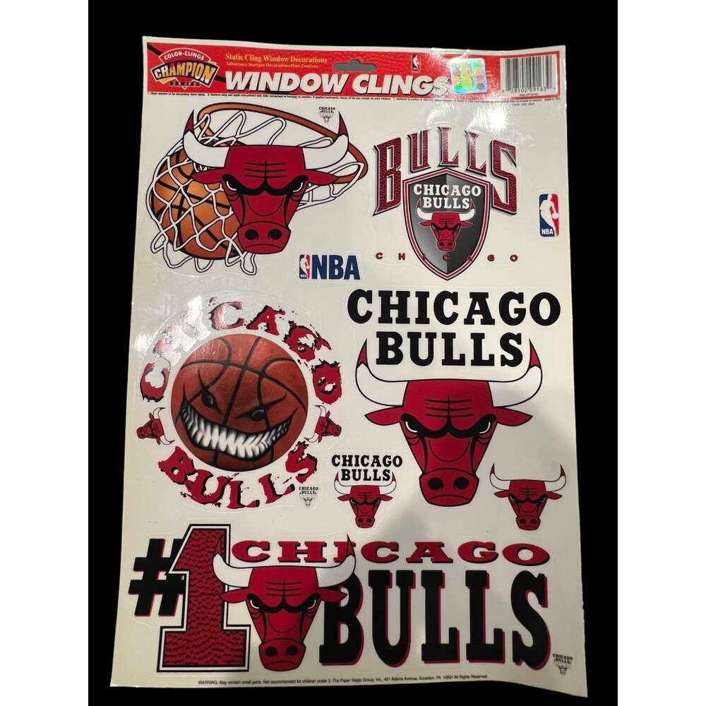 Brand New Chicago Bulls NBA‎ Window Clings, 90s Basketball Man Cave Decor NOS